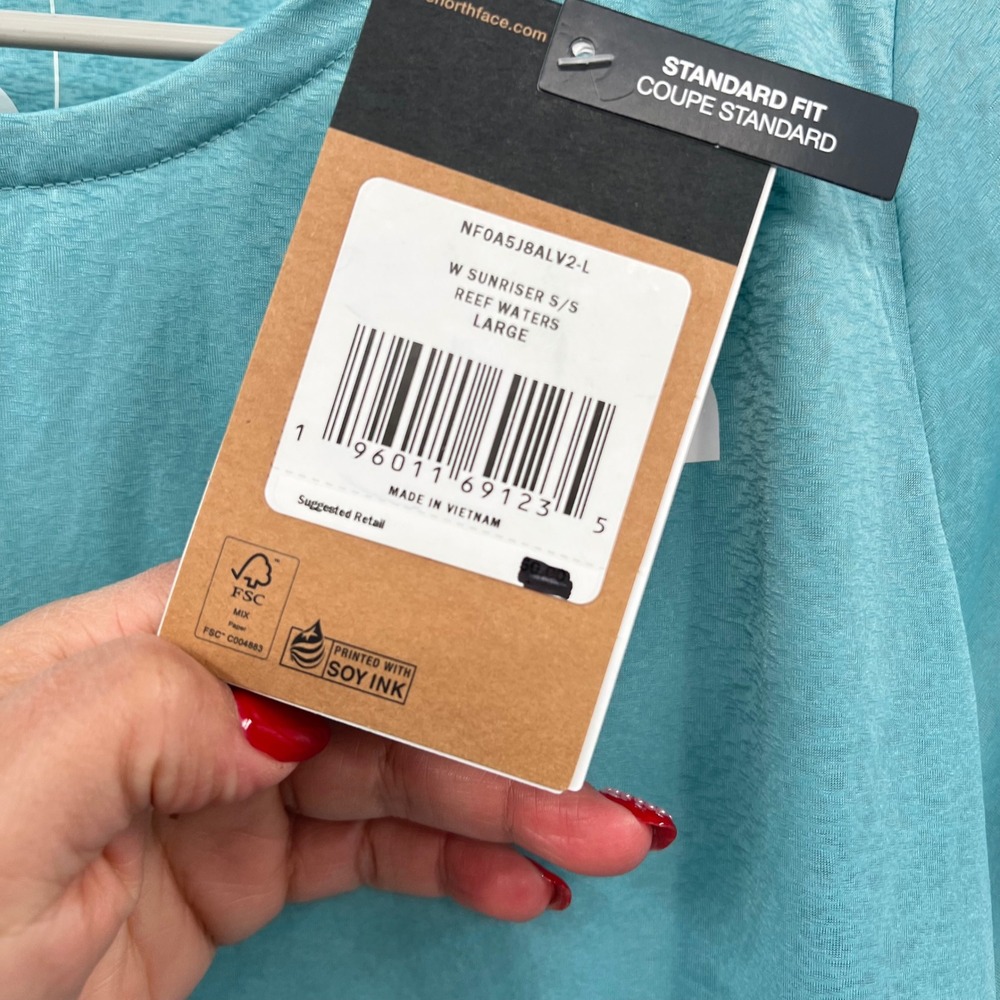 The North Face Womens Reef Waters Short Sleeve TShirt Top Teal Blue L‎ - Picture 5 of 11
